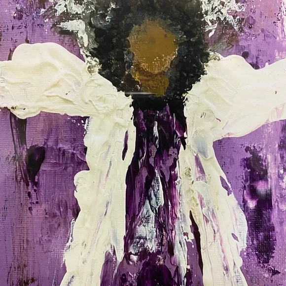 Abstract Angel Wall Art Print Framed-Purples and White made from my original art - Picture 3 of 4